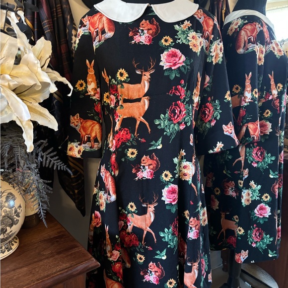 Hell Bunny Dresses & Skirts - Hell Bunny Black Woodland Print Dress